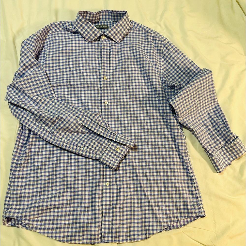 Michael Kors button up shirt, Men size 17 1/2 x 34/35 SLIM FIT